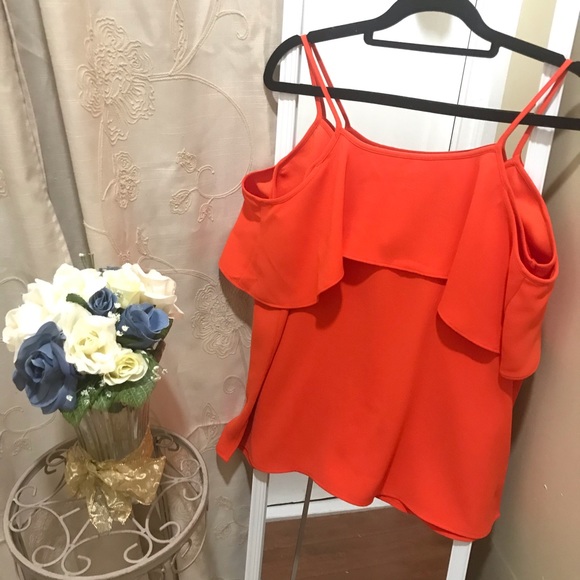 NWT Ann Taylor Cold Shoulder Ruffle V Neck Top XS - Picture 5 of 7